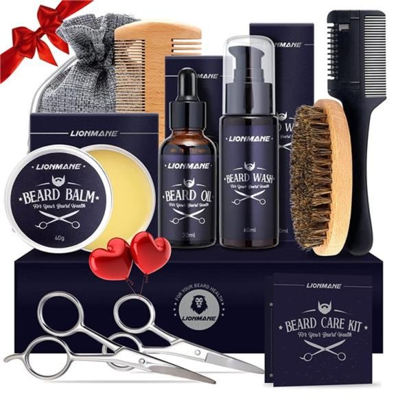 Beard Care Gifts Kit for Men, Beard Mustache Grooming Kit-Beard Balm, Beard Oil - Picture 1 of 6